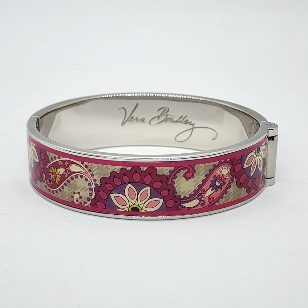 Vera Bradley Paisley Meets Plaid Bangle Bracelet Floral hinged cuff